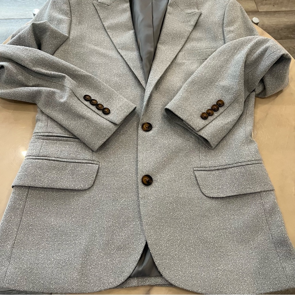ASOS Design Light Grey Tweed Blazer Jacket. - Picture 5 of 15